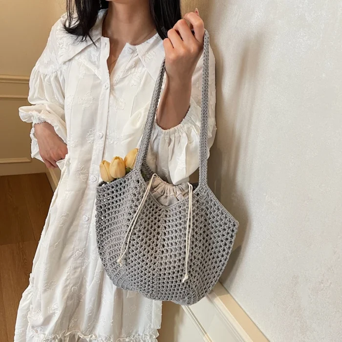 2025 Latest Summer Beach Straw Woven Tote Bag For Women 2-IN-1 Hollow-out Lightweight Large Capacity Shopper Shoulder Bag Female - 图片 2