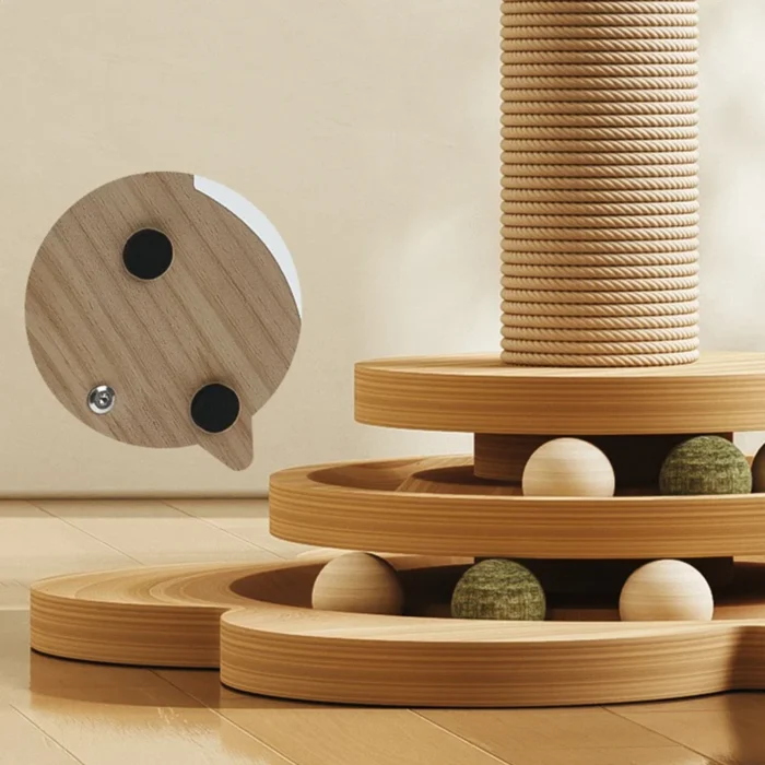 Cat Tower Durable Sisal Scratching Board Tree Pet Cat Toy Solid Wood Cat Turntable Cat Scratching Posts - 图片 3