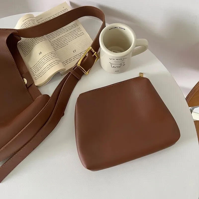 All-Match Women Shoulder Bag Solid Fashion Handbag Crossbody Bag Women's Minimalist PU Leather Bag For Work - 图片 3