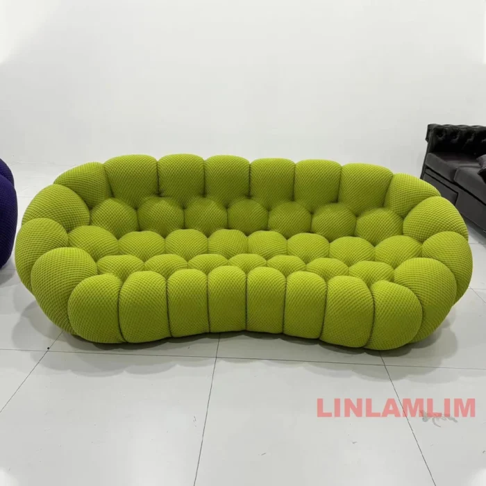 MANBAS Cloud Curved Sofa Stylish Fabric Designer Couch Fluffy Cloth Sofa Sets Modular Football Sofa for Living Room Furniture - 图片 4