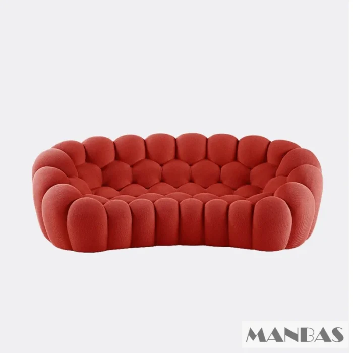 MANBAS Cloud Curved Sofa Stylish Fabric Designer Couch Fluffy Cloth Sofa Sets Modular Football Sofa for Living Room Furniture - 图片 2