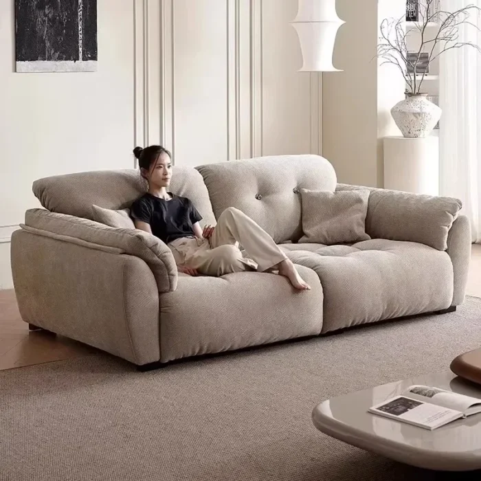 Nordic Style Minimalistic Sofa Waterproof Elegant Wooden Chaise Lounge Sofas Living Room Modern Meuble Salon Furniture Home - 图片 4