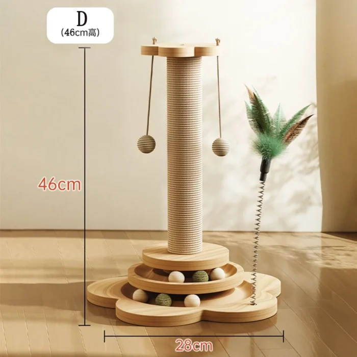 Cat Tower Durable Sisal Scratching Board Tree Pet Cat Toy Solid Wood Cat Turntable Cat Scratching Posts - 图片 5
