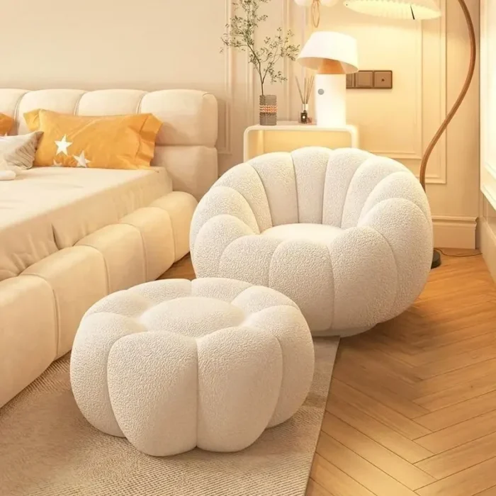 Lazy Sofa Pumpkin Nordic Style Single Sofa Chair Not Rotate Soft and Comfortable Small Living Room Balcony Bedroom Sofa Chair - 图片 4