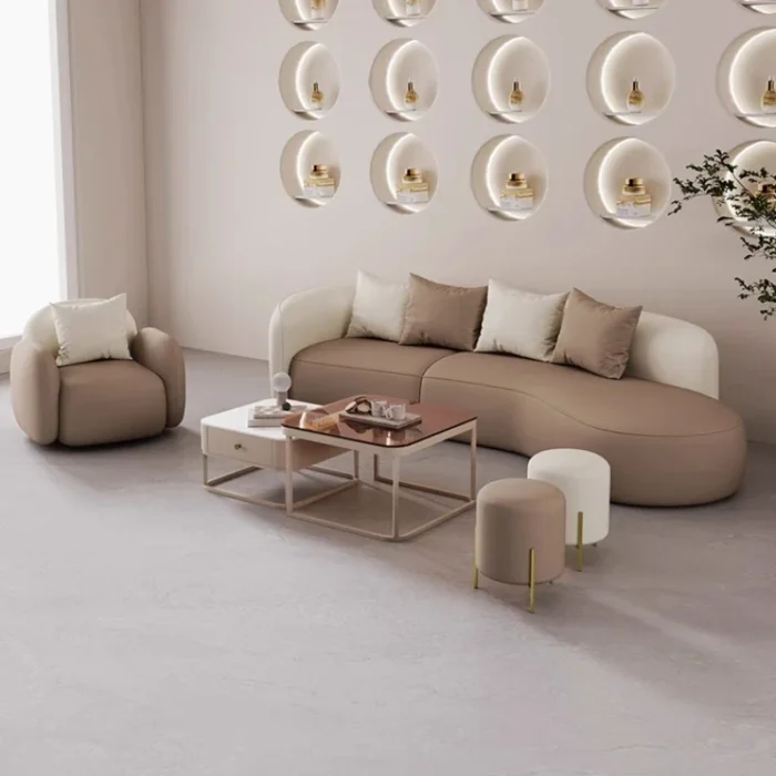 Cream Wind Italian Lounge Sofa Living Room Minimalist Modern Curved Sofa Designer Relaxing Aesthetics Divano Home Furniture - 图片 6