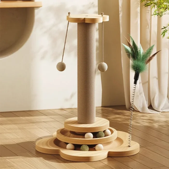 Cat Tower Durable Sisal Scratching Board Tree Pet Cat Toy Solid Wood Cat Turntable Cat Scratching Posts - 图片 6