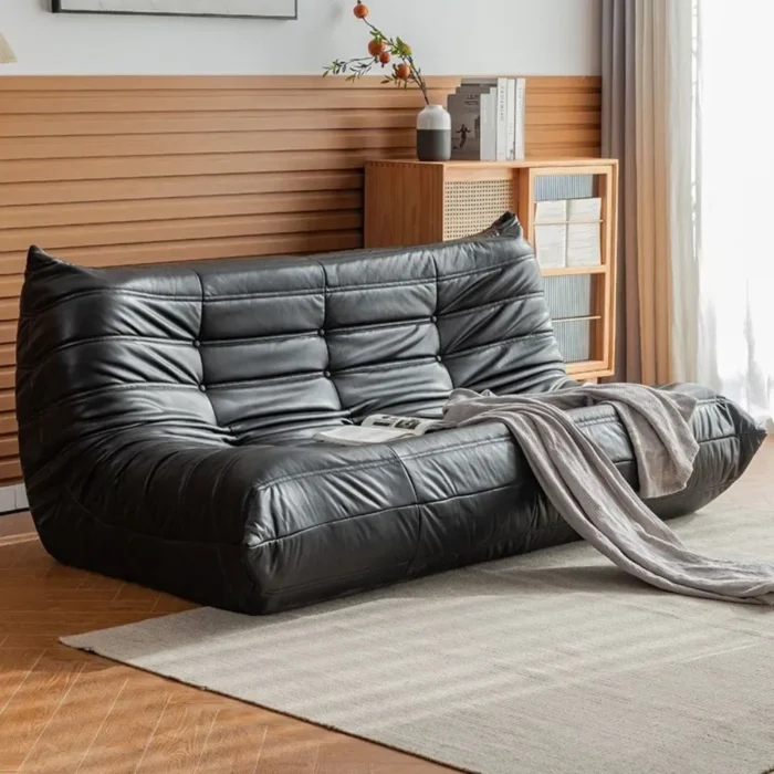 3-seater sofa Light luxury leather sofa small apartment living room lying in Nordic online celebrity ins blogger lazy tatami - 图片 4