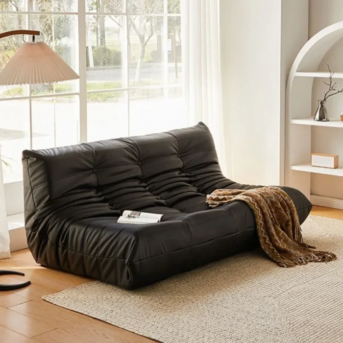 3-seater sofa Light luxury leather sofa small apartment living room lying in Nordic online celebrity ins blogger lazy tatami - 图片 3