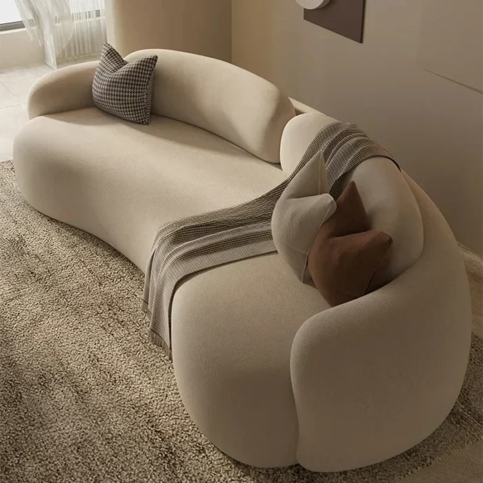 Cream wind curved special-shaped sofa living room small apartment clothing store reception room - 图片 4