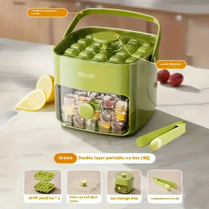 Extra-Large 48-Ice Cube Maker with Easy Glide Double Layer Food-Grade Tray for Refrigerator Perfect for Whiskey & Cocktails - 图片 4
