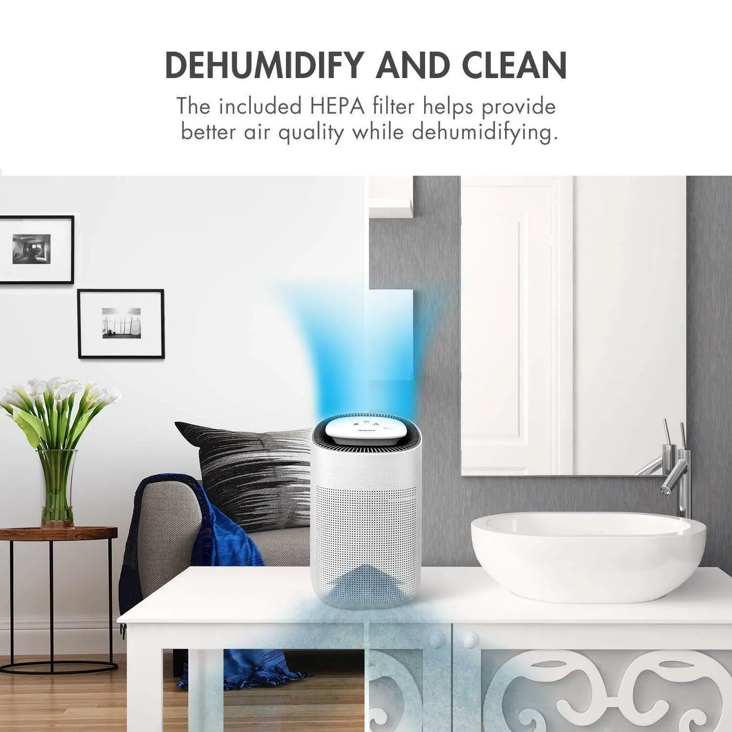 Home Dehumidifier Negative Ion Air Cleaner Energy Saving Air Dryer Low Noise 600ml Water Tank Auto-off Moisture Absorbing - 图片 6