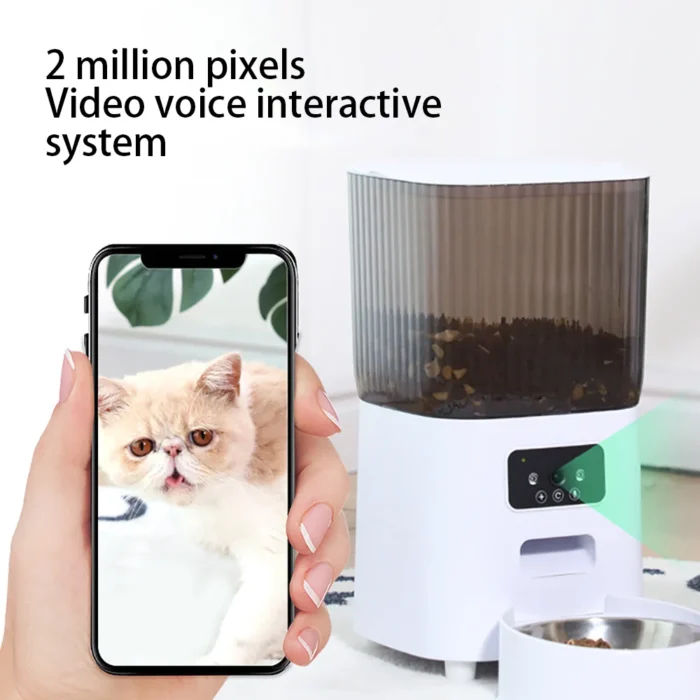 5L Double Bowls Smart Automatic Cat Feeder With Camera Cat Dry Food Video Dispenser Pet Smart Voice Recorder Auto Feeder For Dog - 图片 5