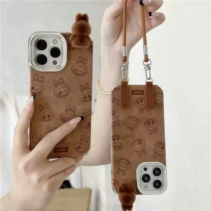 2025 New Ins Cartoon Cute 3d Labubu Handheld Rope Phone 16 Promax Phone Case For iphone 15 14 13 12 11 Pro Max Anti Fall Cover - 图片 3