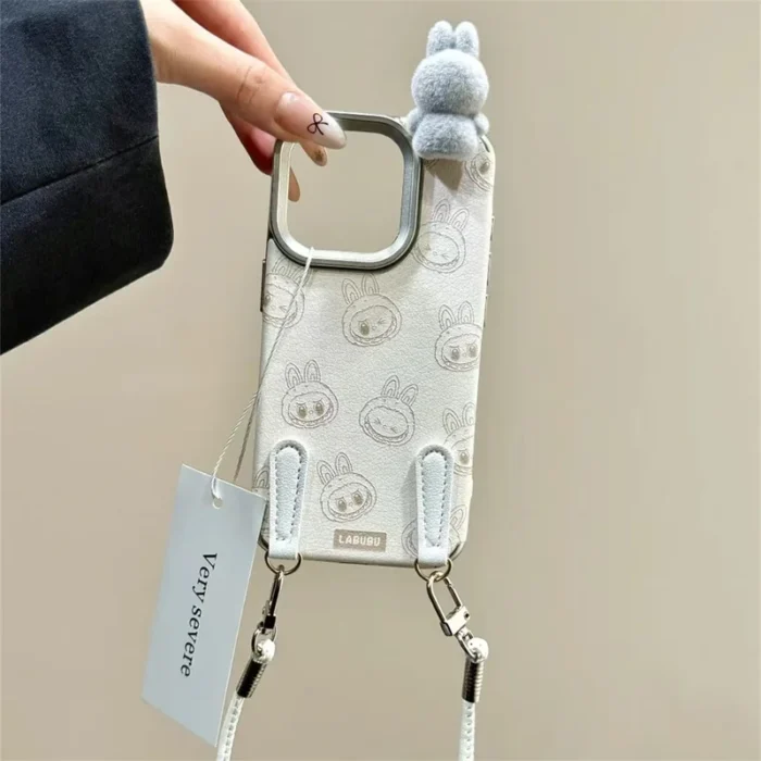 2025 New Ins Cartoon Cute 3d Labubu Handheld Rope Phone 16 Promax Phone Case For iphone 15 14 13 12 11 Pro Max Anti Fall Cover - 图片 4