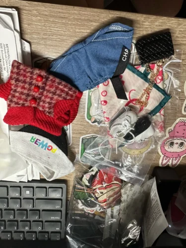 Click to view full screen 17cm/38cm/58cm Labubu Clothes Same Style As Celebrity Gd Quan Zhilong Angel Zimomo Big Leader Doll Clothes Outfit Accessries photo review